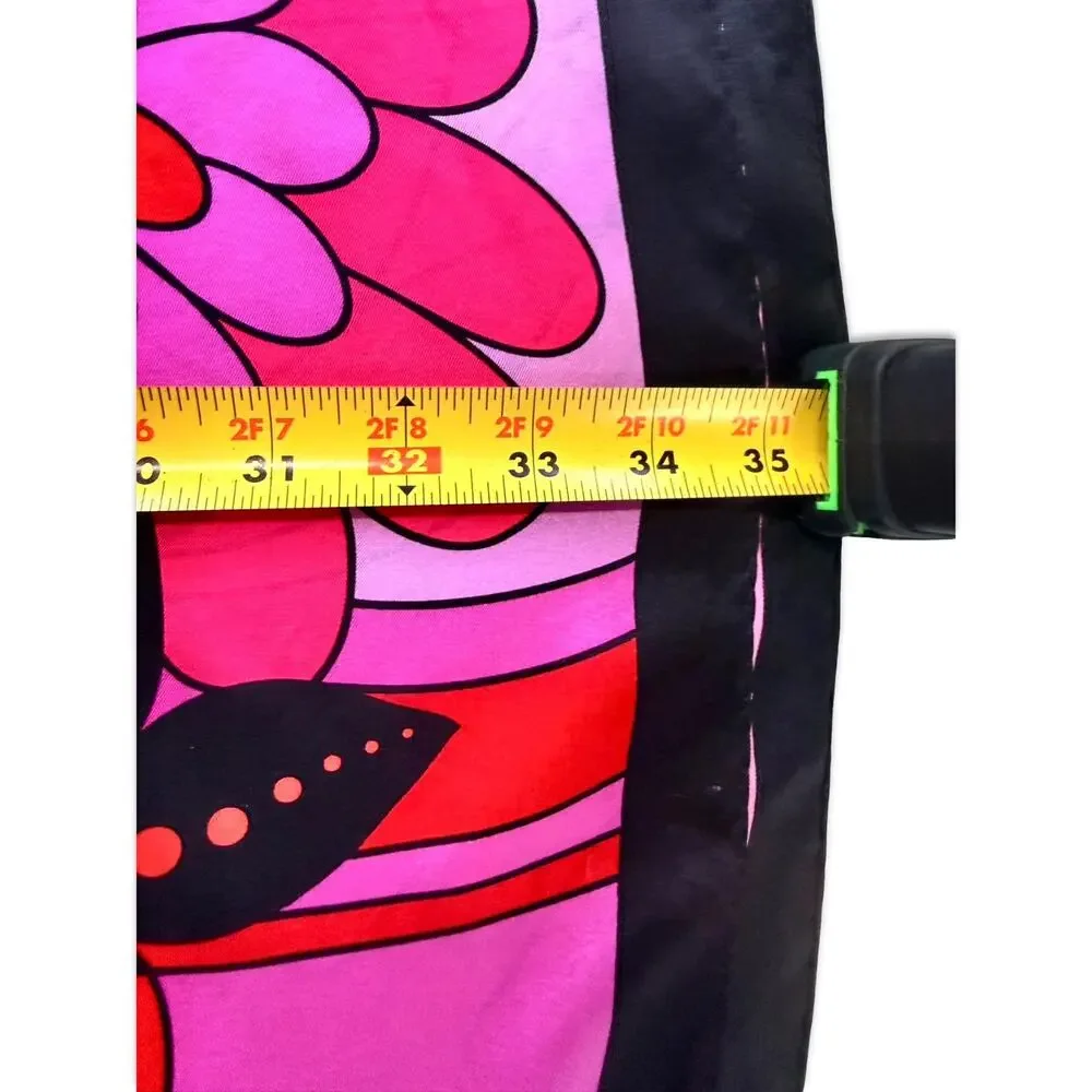 Vintage Oscar by Oscar de la Renta Silk Scarf 1980s Psychedelic Mod Floral 35x35